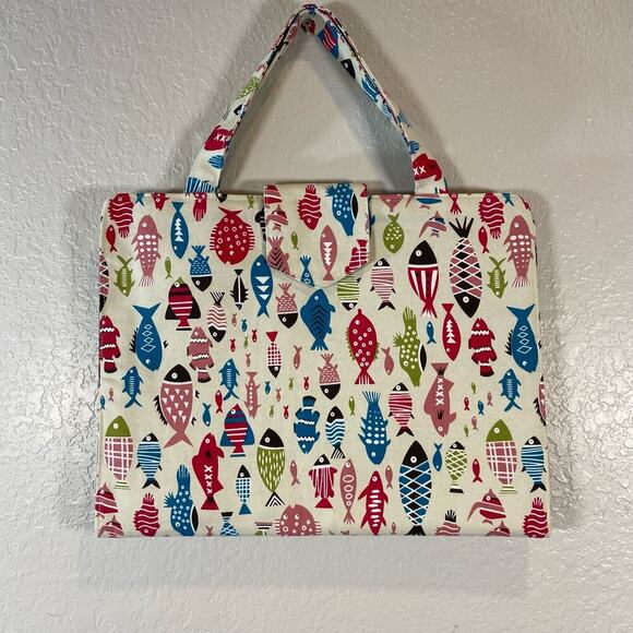 HANDMADE Notebook Tablet Bible Stationary Case Fish & Cats Textile Design - Picture 1 of 9